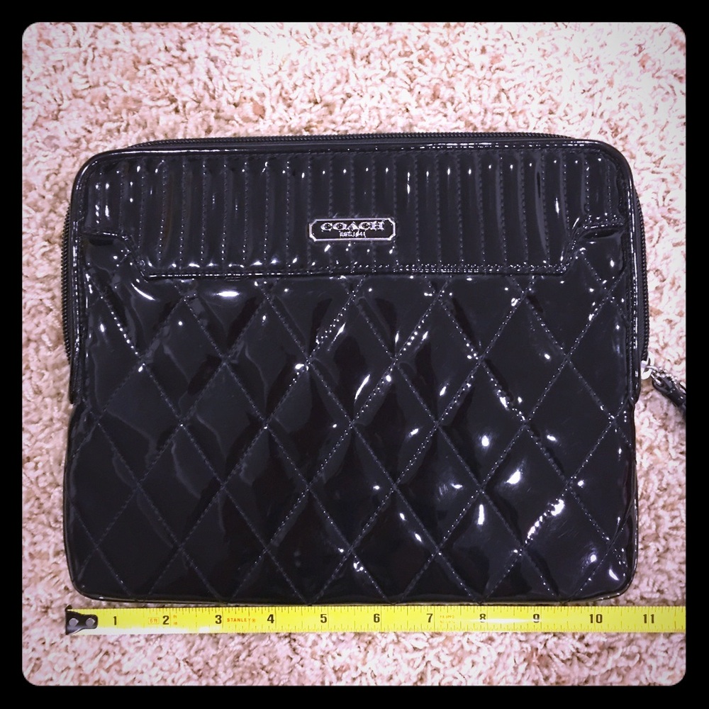 Coach Black Patent Leather Tablet Case/Clutch